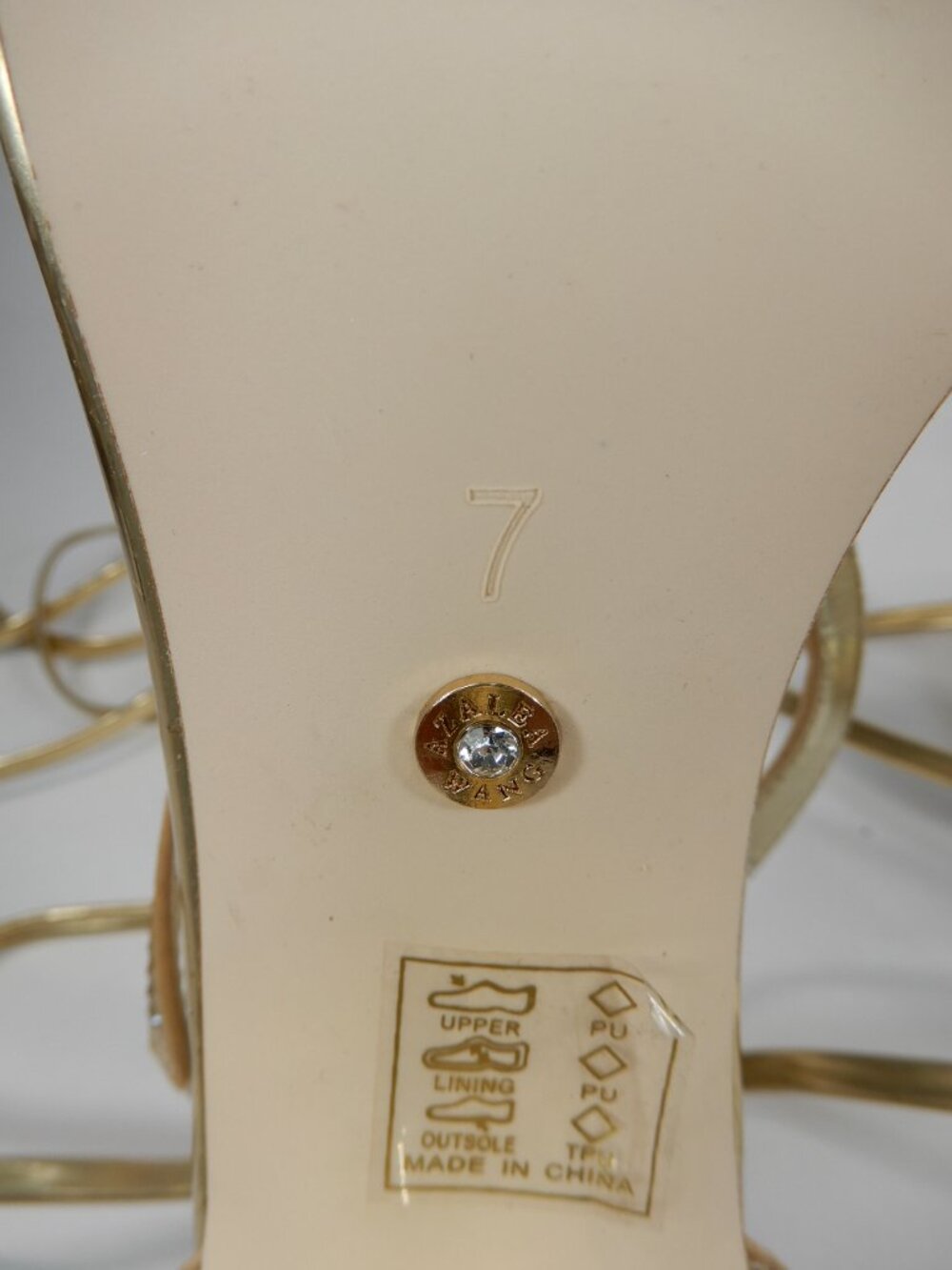 AZALEA WANG Builany Pump Sandals 7 Gold Rhinestone Lace-Up Heels Square Toe NEW - Picture 12 of 14